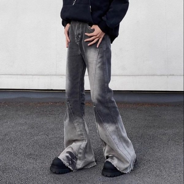 Retro Washed Gradient Fringed Jeans - Image 4