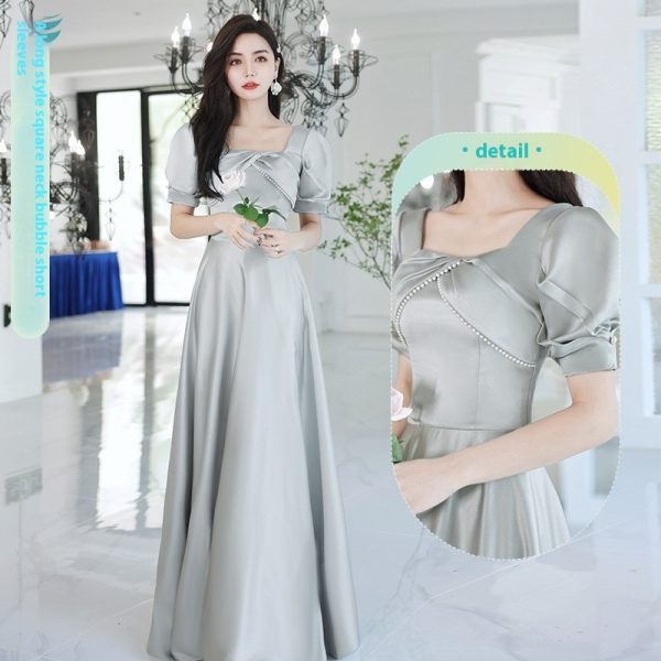 2024 Avocado Green Sisters Group Dress Skirt Women Satin Spring - Image 10