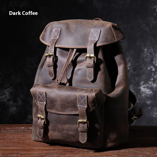 Original New Retro Large Capacity Top Layer Leather Backpackage - Image 5