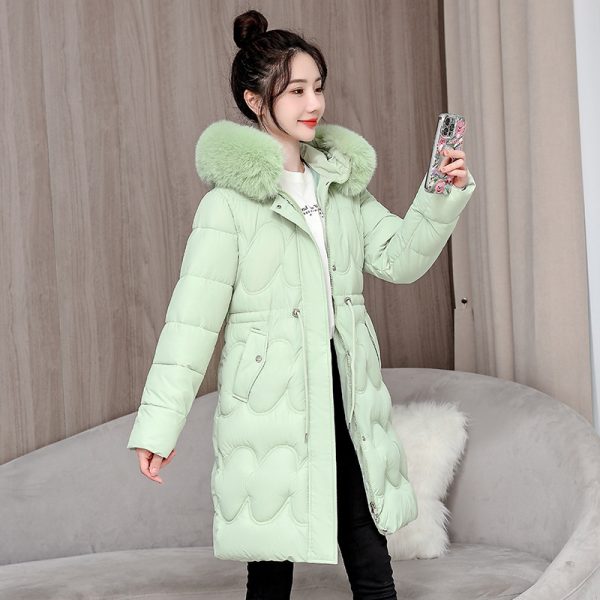 Women's Waist Slimming Fur Collar Cotton Coat - Image 3