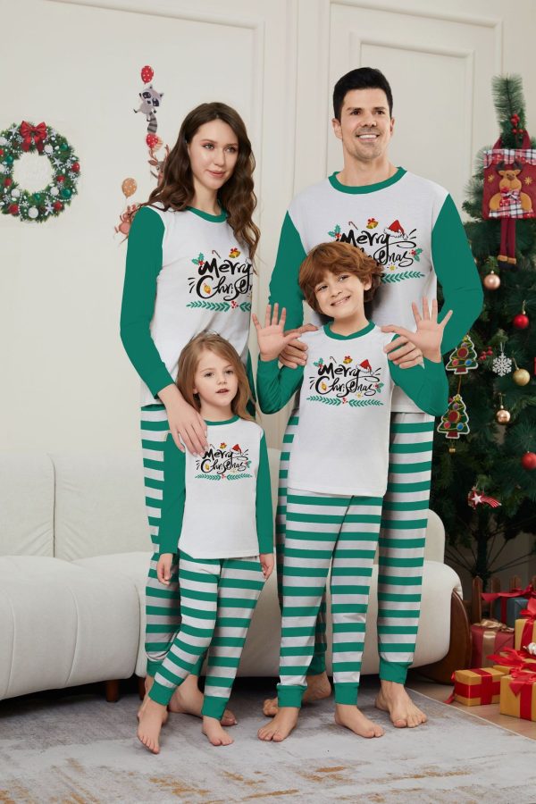 Parent-Child Christmas Suit Blue And White Striped Letters - Image 6