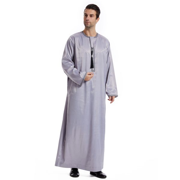Ethnic Stitching Contrast Color Men's Robe - Image 6