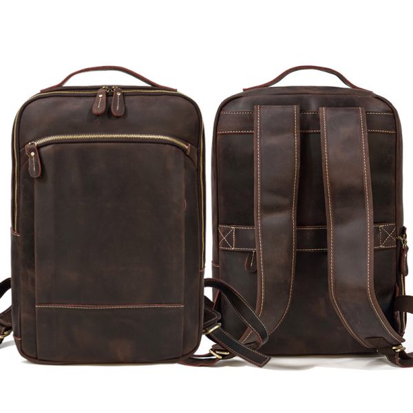 High-end Men's Leather Large-capacity Backpack 16-inch - Image 7