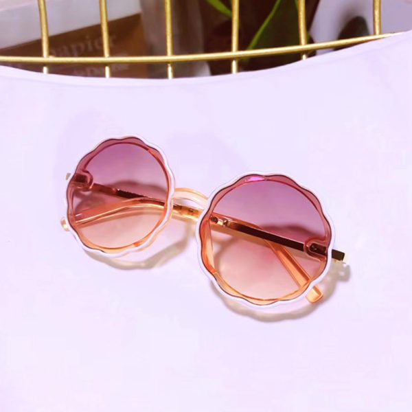 Kids Wave Frame Vintage Round Frame Sunglasses - Image 3