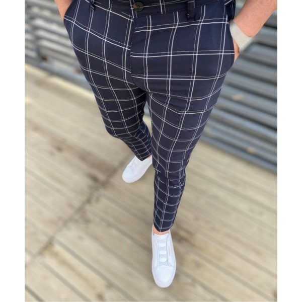 Men's Fashion Plaid Casual Feet Trousers - Image 2