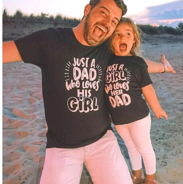 Just A Dad Who Loves His Girl Parent-child T-shirt - Image 3