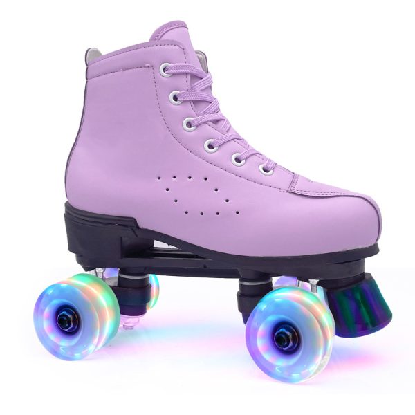Double-row Leather Purple Roller Skates - Image 2