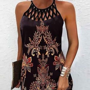 Mesh Sleeveless Casual Dress Women's Clothing