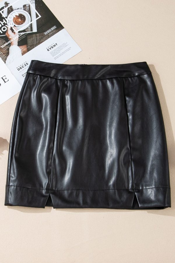 Solid Color High Waist Slim Fit Women's Slit Skirt - Image 4