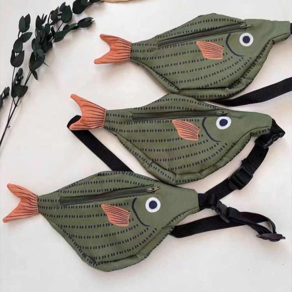 Children's Parent-child Green Fish Style Crossbody Bag