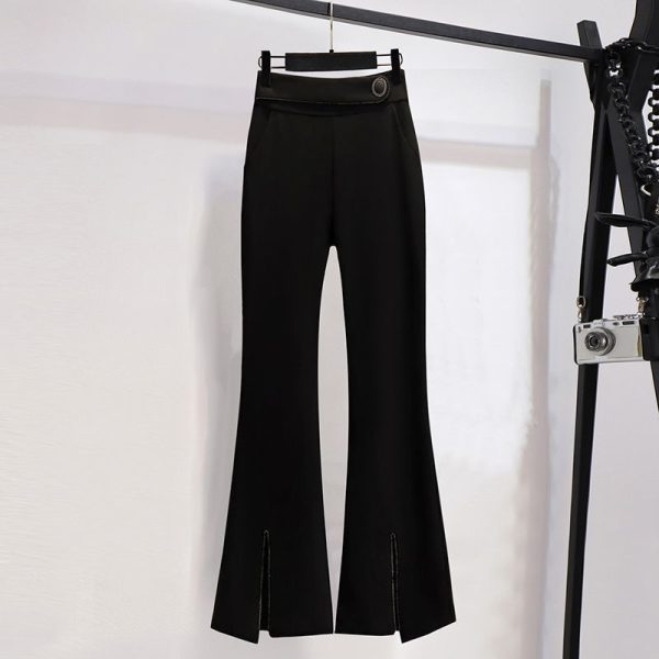 Lapel Design Pleated Skirt Black Suit Jacket For Women - Image 3