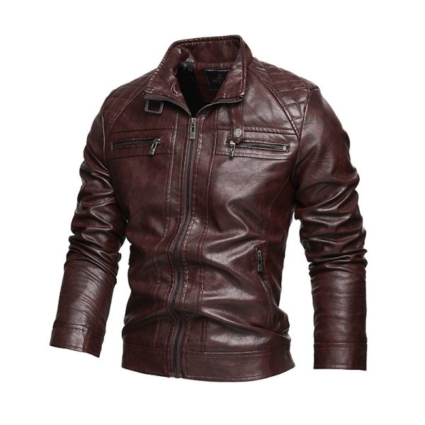 Men's Leather Lapel American Retro Plus Size Leather Jacket - Image 8