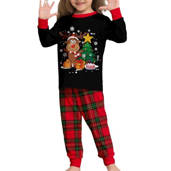 Cute Creative Christmas Deer Plaid Family Dress - Image 5