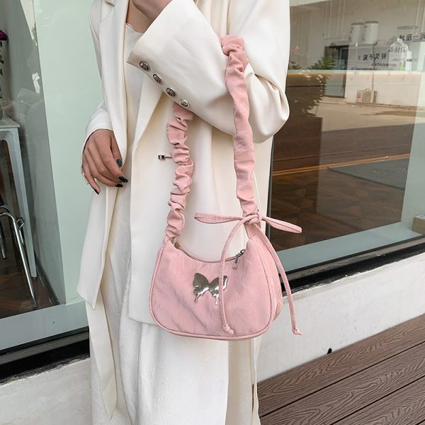 Crossbody Bag Casual Drawstring Bow Shoulder Bag - Image 4
