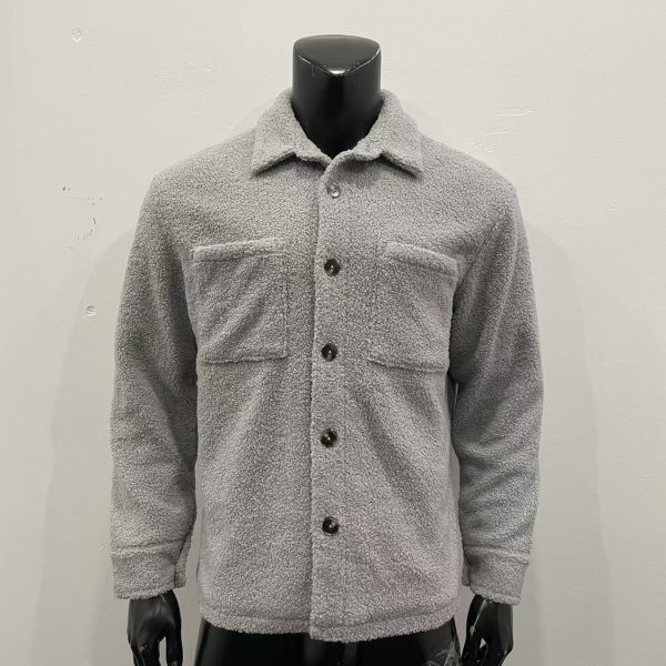 Fashion Solid Color Polo Collar Casual Lamb Wool Coat - Image 5