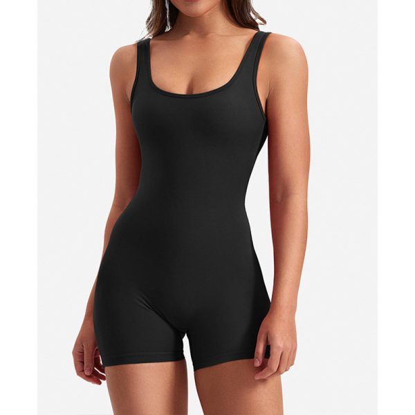 One-piece Nude Feel Pleated Fitness Jumpsuit - Image 4