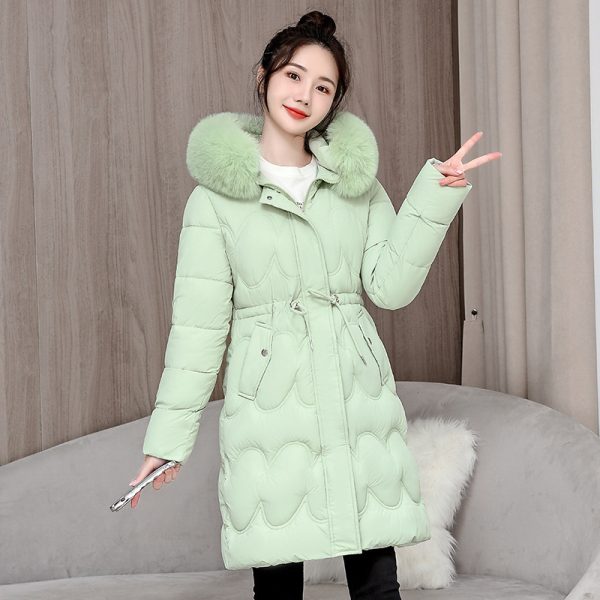 Women's Waist Slimming Fur Collar Cotton Coat - Image 7