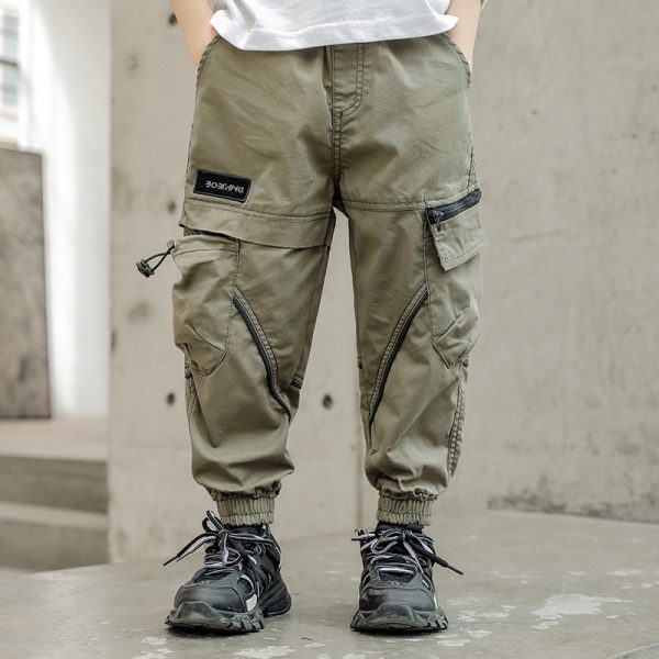 Drawstring Zipper Children's Casual Pants - Image 6