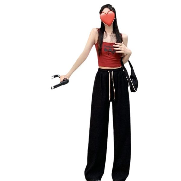 Corduroy Double Drawstring Wide Leg Pants High Waist Casual Straight Pants - Image 5