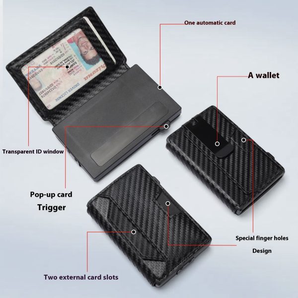 Wallet Creative Carbon Fiber Pattern Simple Men's Card Holder - Image 2