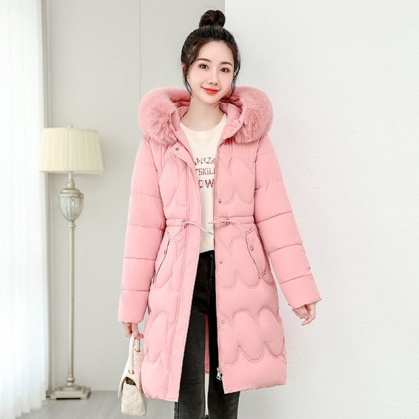 Women's Waist Slimming Fur Collar Cotton Coat - Image 4