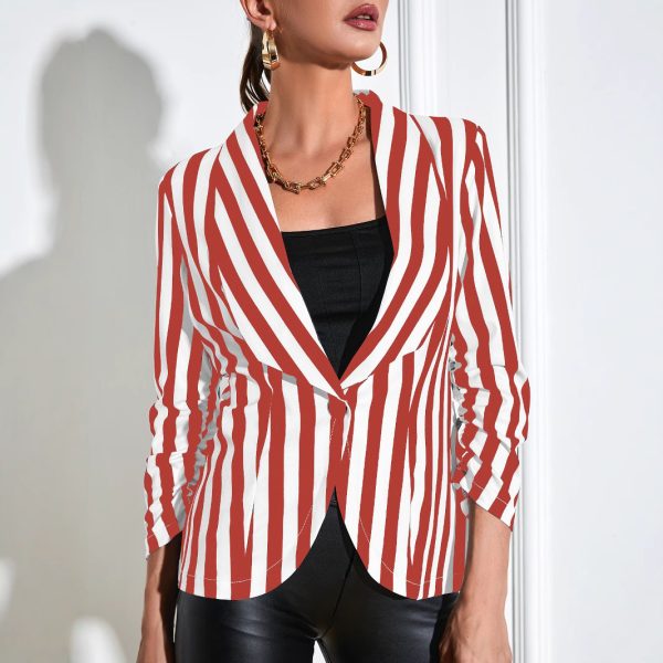 Cropped Pleated Sleeves Casual Small Suit Slim Fit Fashion - Image 3