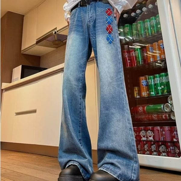 American-style Retro Washed Design Towel Embroidered Skinny Jeans For Women
