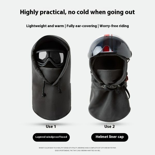 Scarf Solid Color Simple Three-in-one Windproof Neck Protection Cap - Image 3