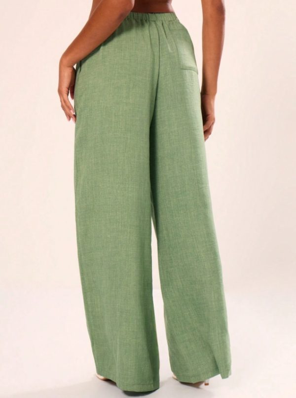 Holiday Textured Linen Feel Tie Waist Trouser - Image 5