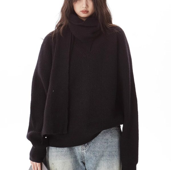 Gray Heavy Industry Women's Pullover Scarf Sweater - Image 2
