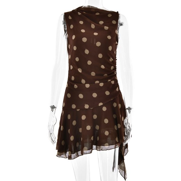 Fashion Waist-controlled Polka Dot Pleated Women's Dress - Image 5