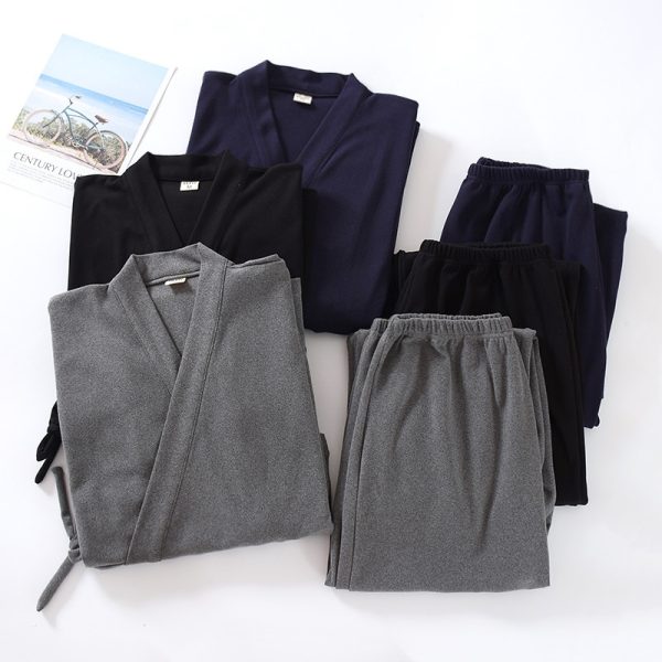 Japanese Style Muji Men's Kimono Pajamas Thickened Warm - Image 2