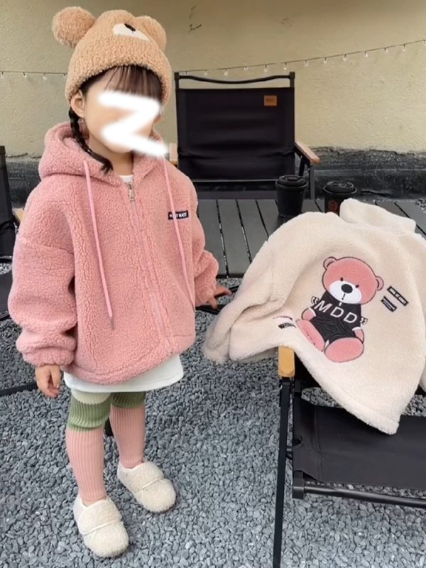 Different Fried Street Parent-child Clothes With Pink Lamb Hair - Image 4