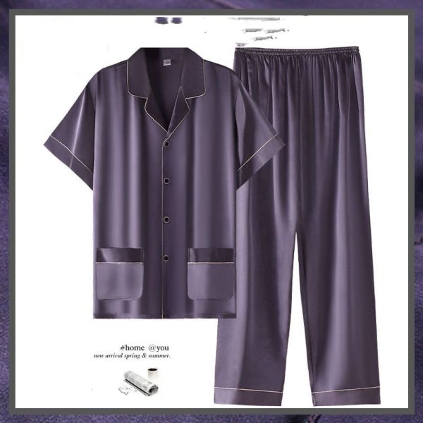 Men's Summer Short Sleeve Trousers Thin Homewear Suit - Image 10