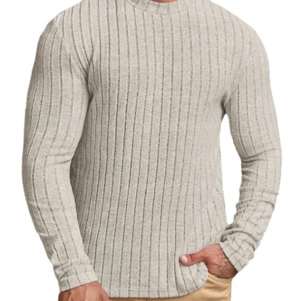 Casual Solid Color Round Neck Pullover Long-sleeved T-shirt - Image 5
