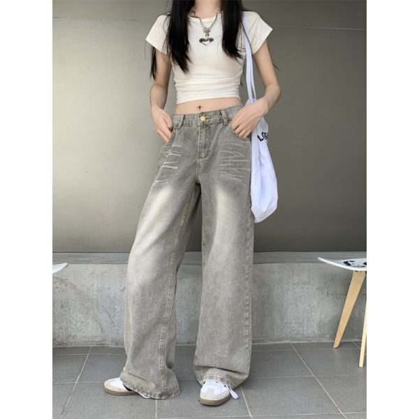 Women's Idle Style Summer-style Retro Drooping Straight Wide-leg Jeans - Image 3