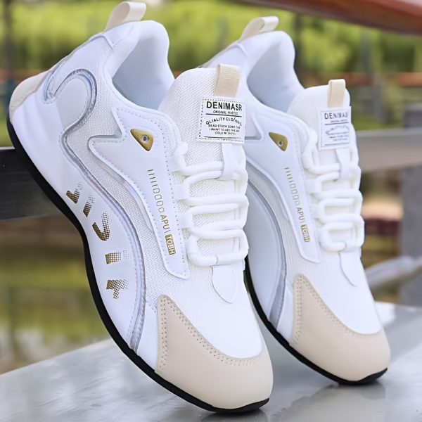 Fashion Colorblock Lace-up Sneakers For Men Breathable Low-top Dad Shoes Running Walking Sports Shoes - Image 3