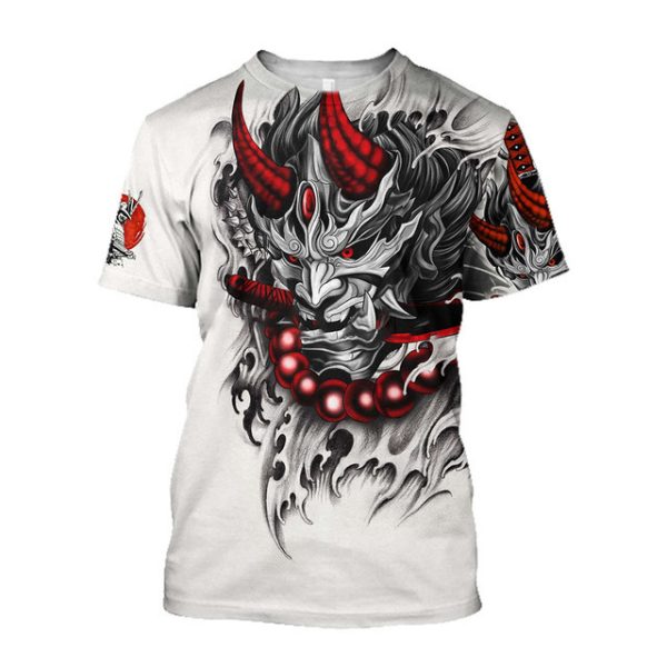 3D Men's T-shirt Samurai Printed T-shirt Loose Round Neck - Image 2