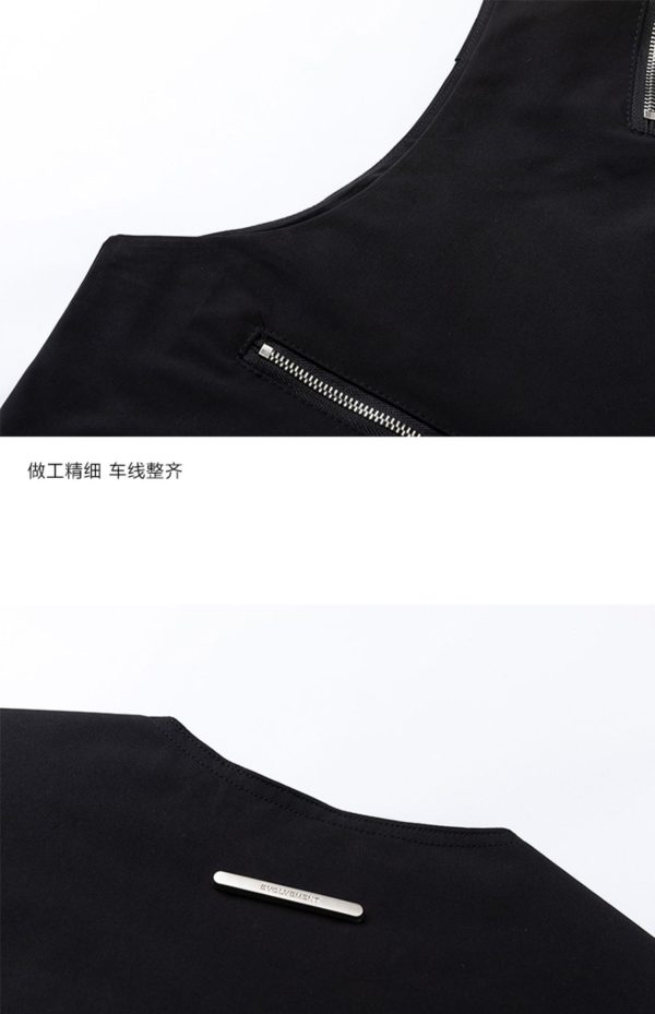 High Street Hip-hop Vibe Style Dark Multi-zip Sleeveless Waistcoat Summer - Image 6