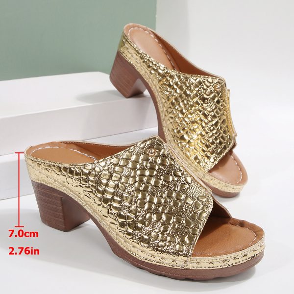 Women's Peep Toe Slippers Plus Size Wedge Sandals - Image 8