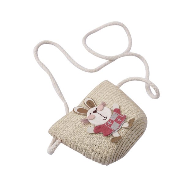 Cute Rabbit Decoration Bag Two-Piece Straw Hat - Image 9