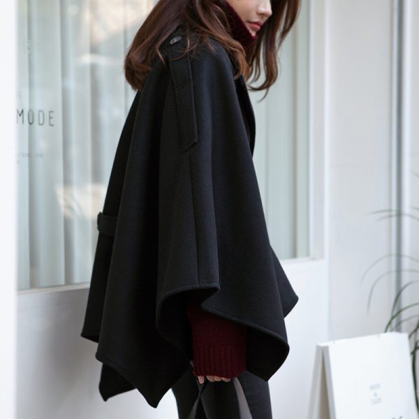 Lace-up Shawl Cape Thickened Coat Woolen - Image 2