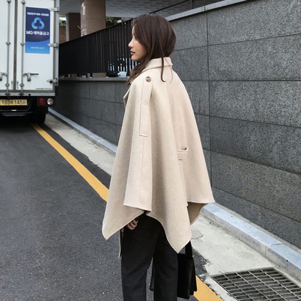 Lace-up Shawl Cape Thickened Coat Woolen - Image 3