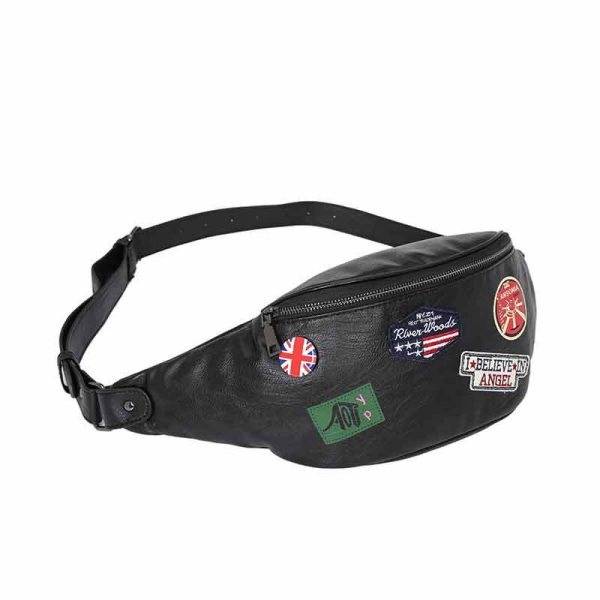Fashion Leather Young Men's Individual Badge Shoulder Bag Waist Bag - Image 3
