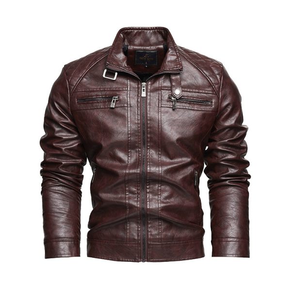 Men's Leather Lapel American Retro Plus Size Leather Jacket - Image 2