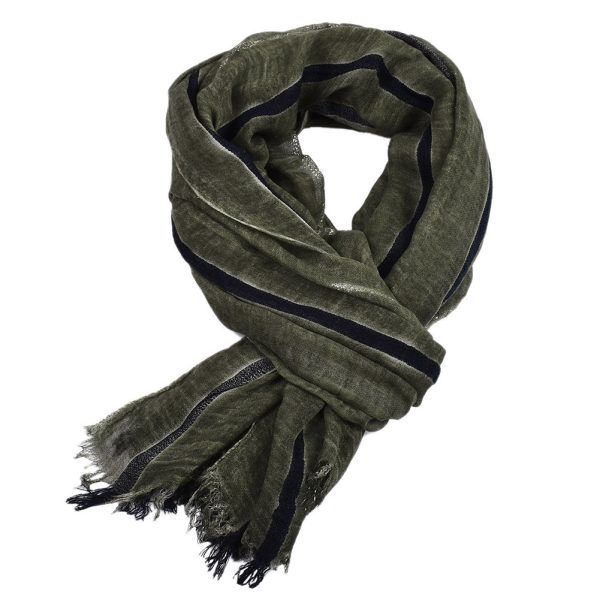 Men's Retro Gentleman Gold Thread Striped Scarf - Image 6