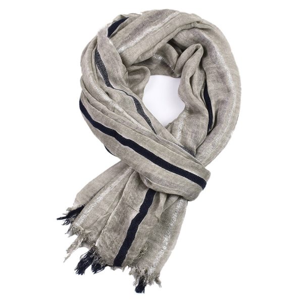 Men's Retro Gentleman Gold Thread Striped Scarf - Image 4
