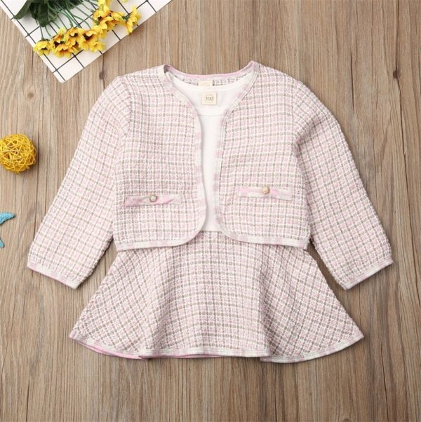 Long-sleeved Dresses Two-piece Children's Baby Small Incense Wind Suit - Image 7