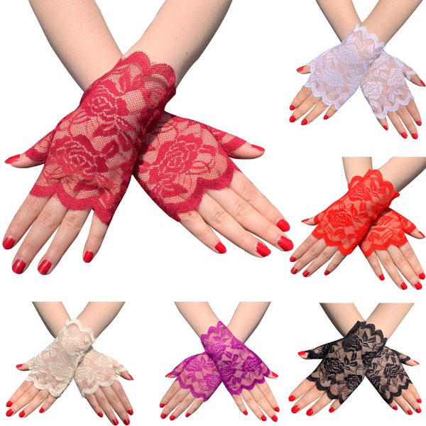 Women's Sun-proof Short Half-finger Lace Gloves - Image 2