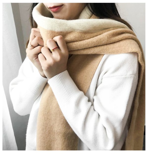 Men's And Women's Korean-style Cashmere Color Matching Scarf Solid Color Shawl - Image 9